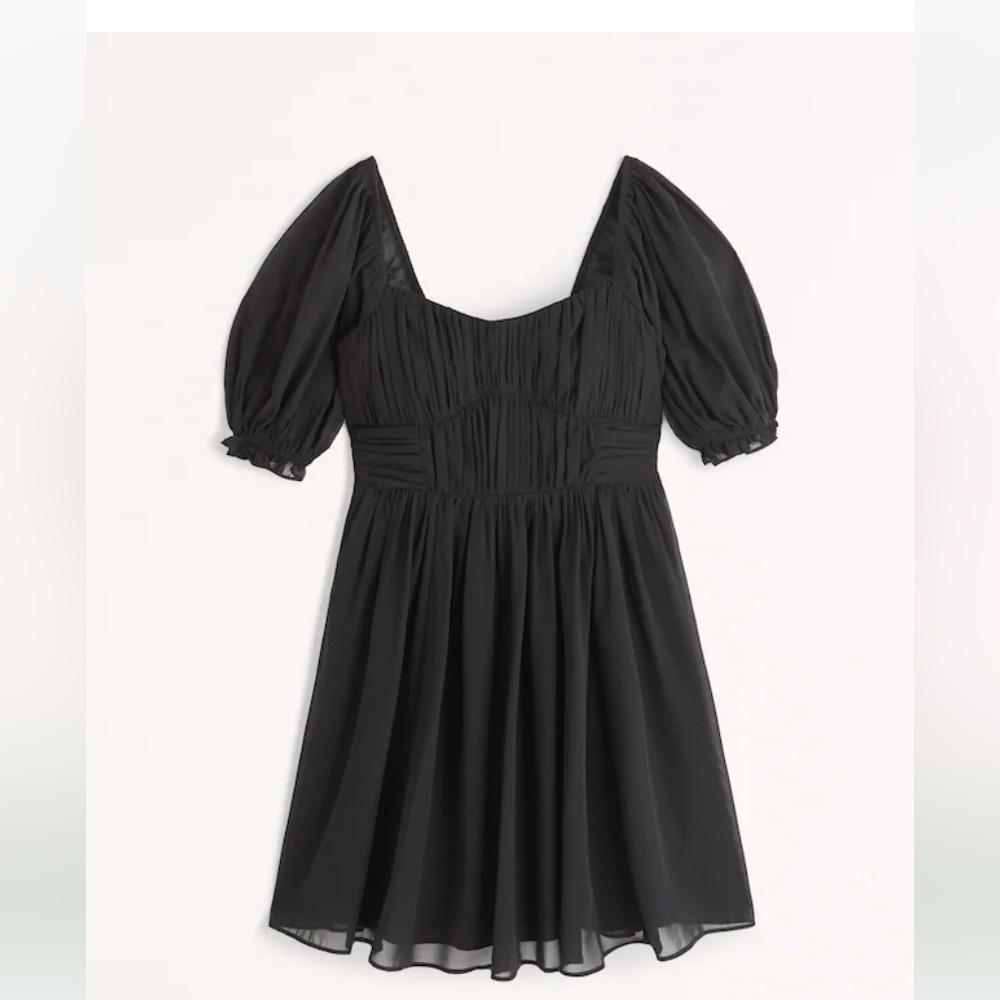 Abercrombie & Fitch ruched ruffle puff sleeve mini dress